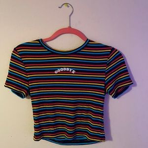 Striped Goodbye short sleeve tee